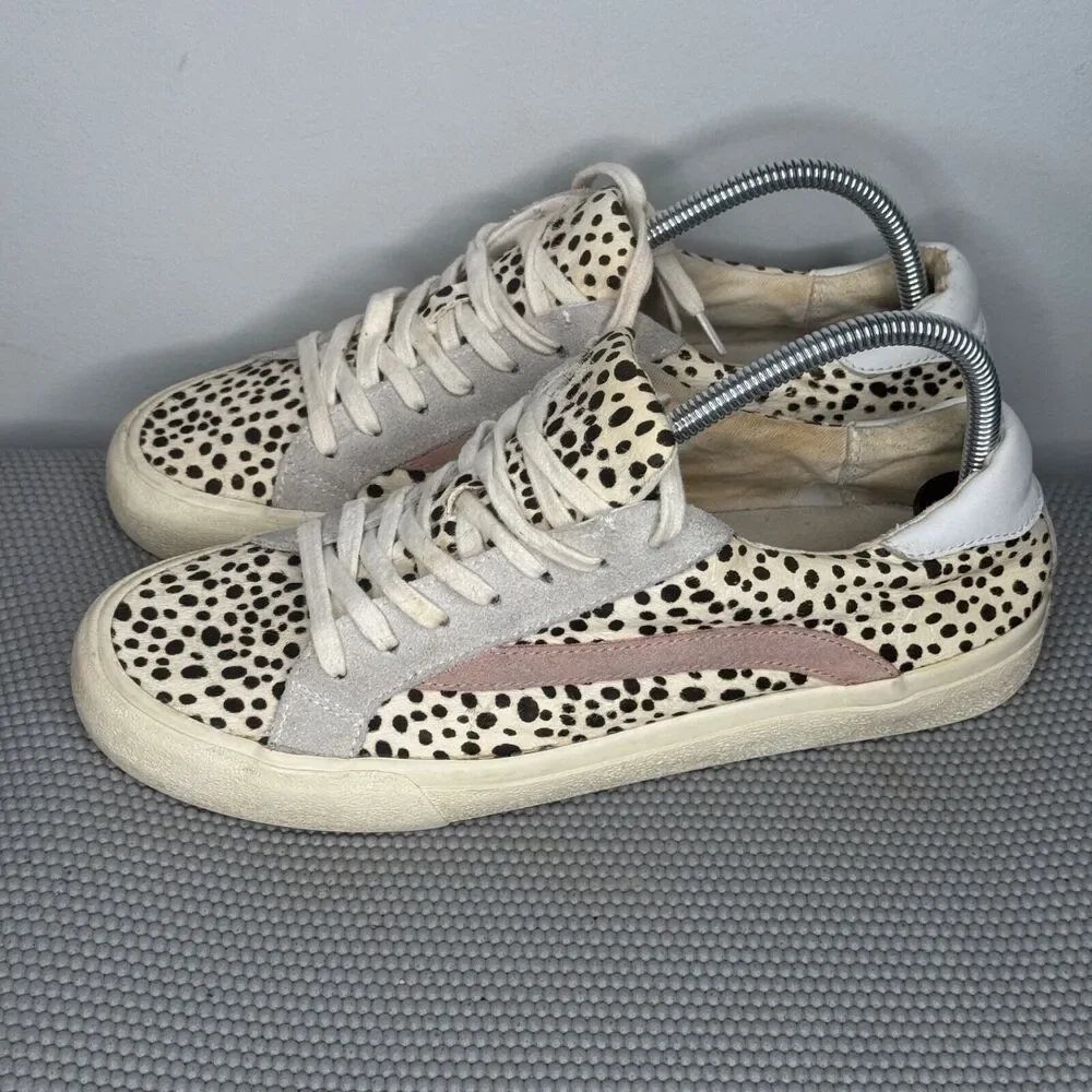 Madewell Sidewalk Calf‎ Hair Sneakers Womens US 9.5 Low Top Shoes Spotted White